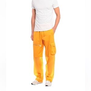 2 Moncler 1952 Men’s Windbreaker Pants Orange Size 46 Cargo Pull On Jogger Pants